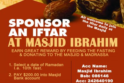 Sponsor an Iftar at Masjid Ibrahim 2019