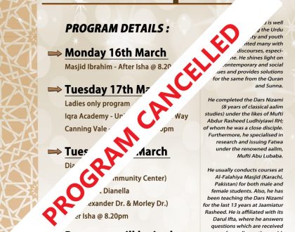 Programs by visiting scholar: Mufti Tariq Masood