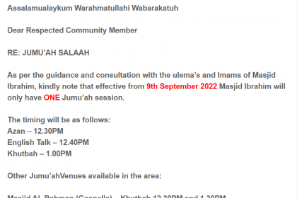 Jumu'ah Session Update