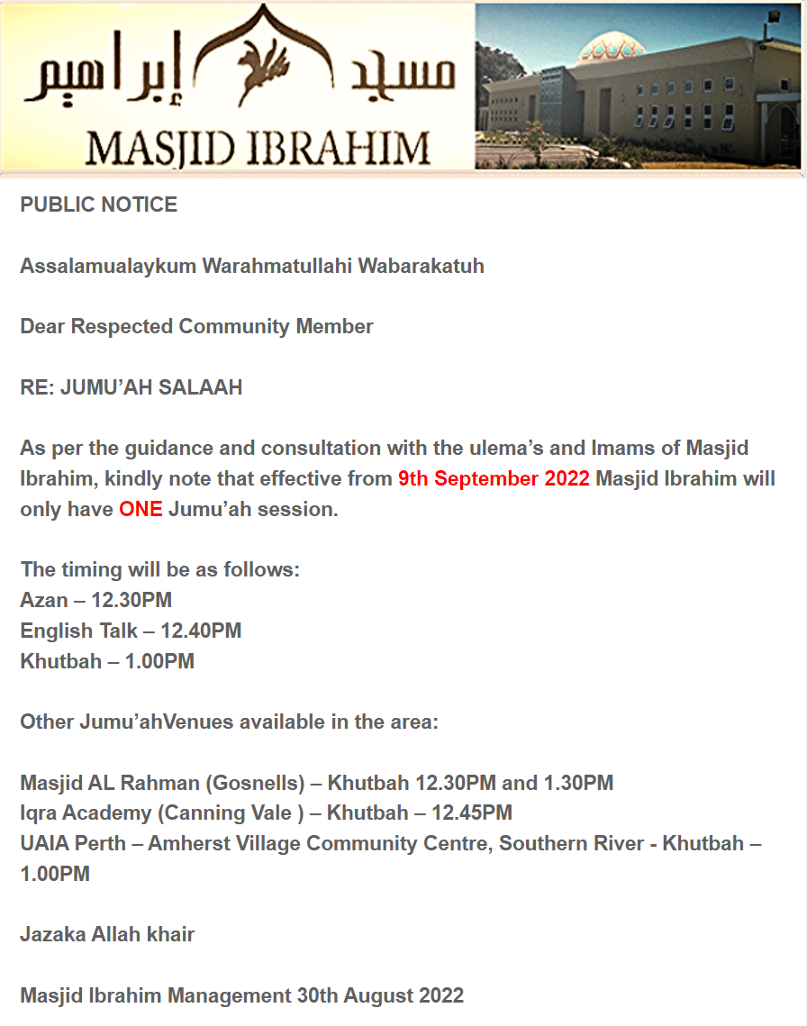 Jumu'ah Session Update